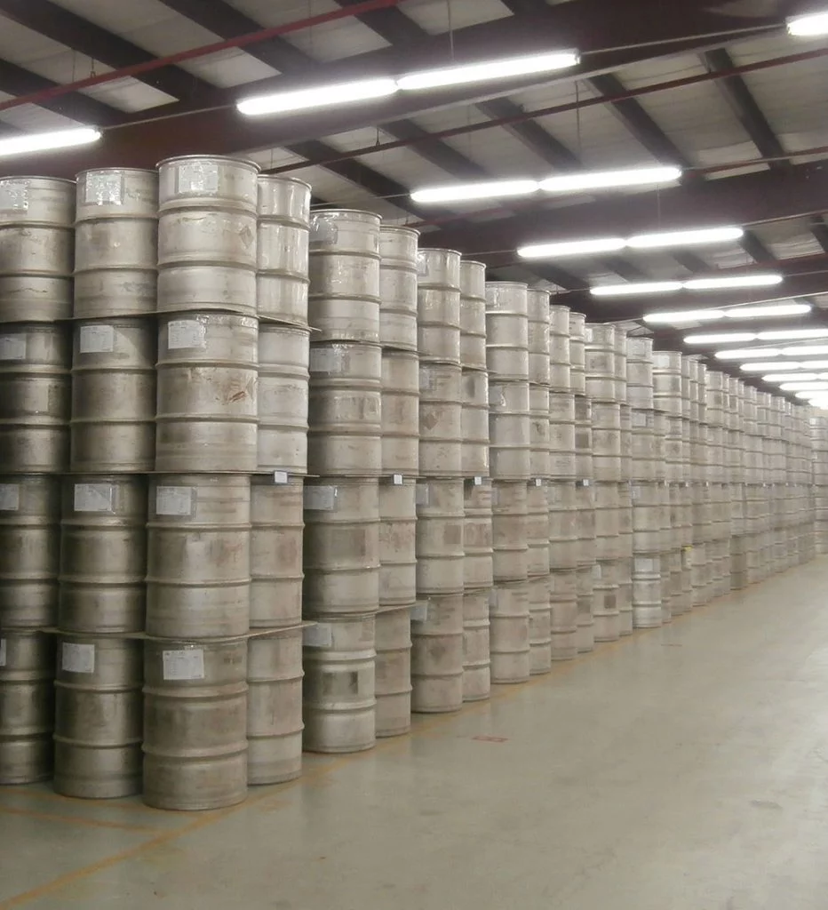 Heavy water deuterium oxide d2o drums in warehouse